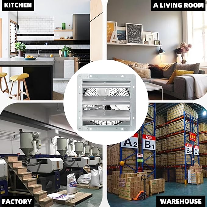 GCJ 10 Inch Wall Mounted Louver Exhaust Fan, High-Speed 1650 Rpm, Attic Fan, Suitable for Ventilation, Extraction, and Exhaust in Garages, Greenhouse