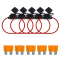 MuHize 5 Pack Inline Fuse Holder, Standard 16AWG Waterproof Fuse Holders with 5A ATC/ATO Blade Fuses, MuHize Fuses Holders for Automotive Marine