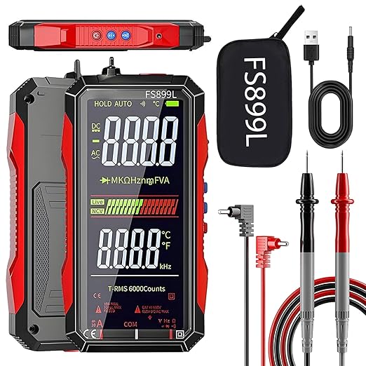 USB Rechargeable Digital Multimeter, 2026 Upgraded Fs899l Multimeter, Automatic Digital Display Multimeter Tester for Home and Industrial Electrical Issues, Multimeter Tester (FS899L)