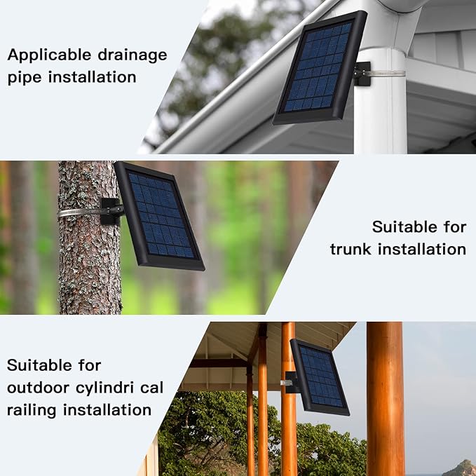 Universal Solar Panel Mount for Eufy/Ring/Reolink/Arlo Solar Panel and More, Fits Up to 17 inch Pole, Tree, Cylindri Rail, Drainage Pipe (Black)