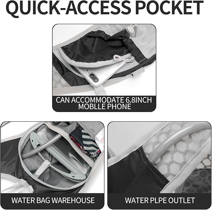 IX INOXTO Hydration Pack Backpack, Lightweight Water Backpack with 2L Hydration Bladder Daypack for Men Women,Running Hydration Vest for Trail Running Hiking Cycling Race Climbing