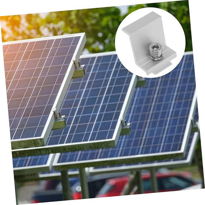 12pcs Solar Panel Mounting Brackets Earth Clamp Earthing Clip for Solar Panels Aluminum Alloy Bracket Clip for Household Outdoor