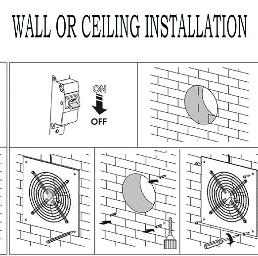 6 inch Exhaust Fan Wall Mounted Garage Ventilation Fan,290CFM Metal Attic Exhaust Fan Basement Extractor Fans with Backdraft Damper for Home Office Commercial Use(42W 110V 、White)