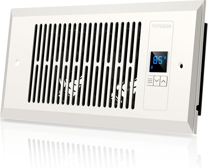 VIVOSUN Quiet Register Booster Fan for 𝟒" 𝐱𝟏𝟎" Holes, Cooling Heating Vent with Intelligent Thermostat Control, 10-Speeds Increase Airflow Booster Fan for Bedroom & Attic, Matte White