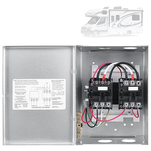 RV Transfer Switch, 50 Amp Automatic Transfer Switch for RV Speedboats Home Standby 120/240 Volt PD52 Power
