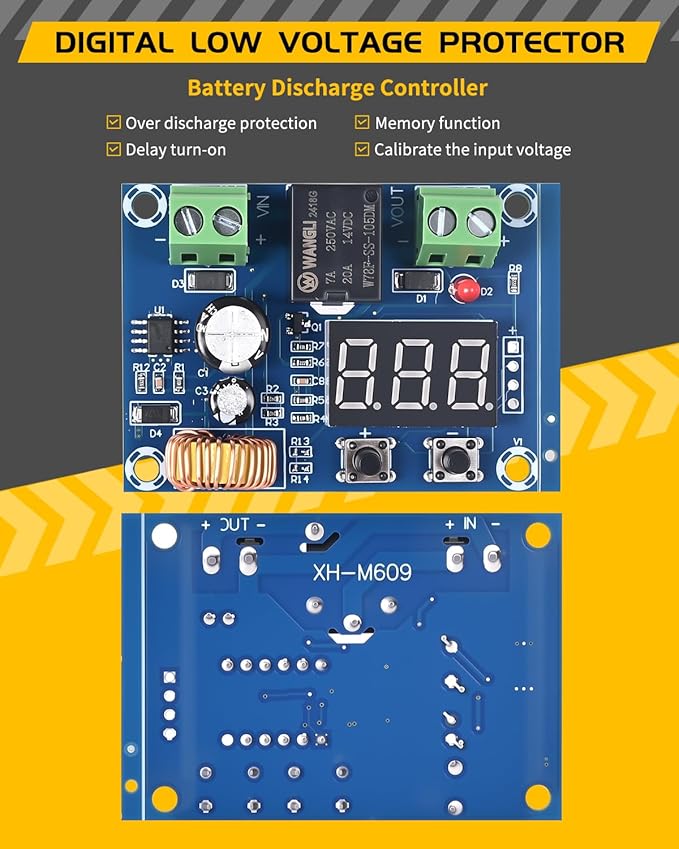 6pcs 12V-36V DC Voltage Protection Module Digital Low Voltage Protector Disconnect Switch Over Discharge Protection Module
