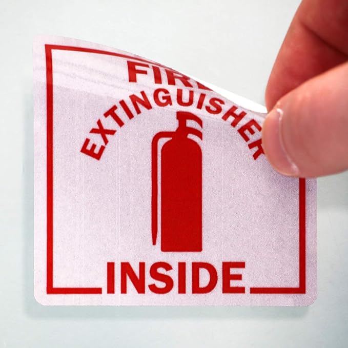 SmartSign Fire Extinguisher Inside Stickers | 2.75" x 2.75" Engineer Grade Reflective Labels, Pack of 6, Made in USA