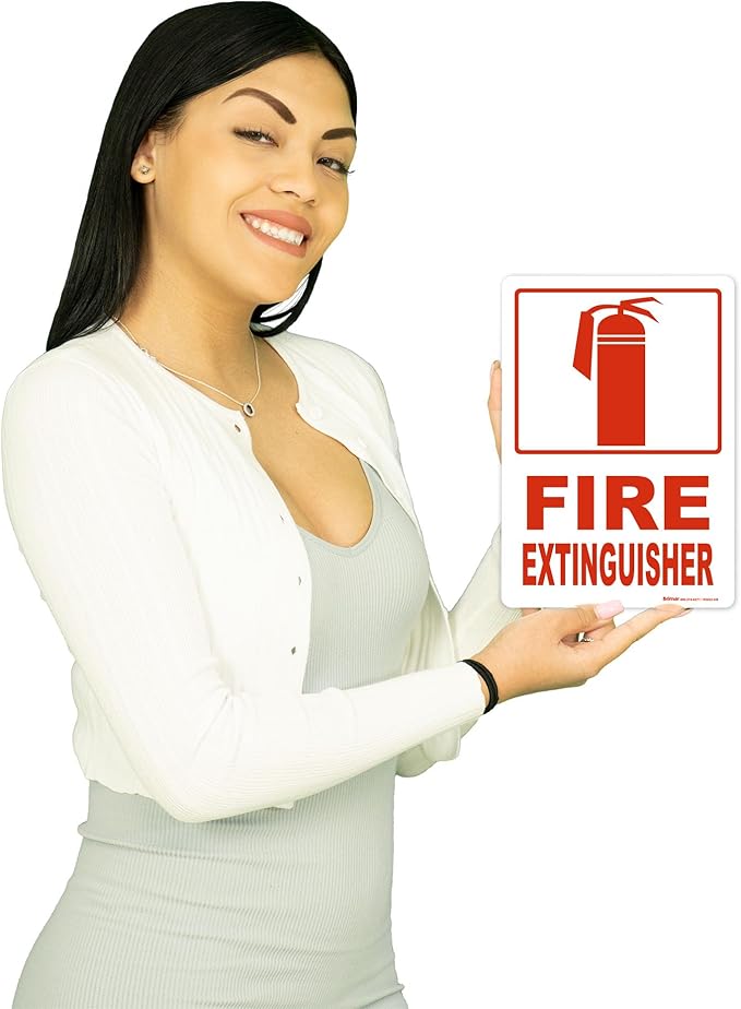 Brimar - 7" x 10" - Fire Extinguisher Sign - 3.5 Mil InfiniStick™ Vinyl Label - Bold Text - Easy Installation