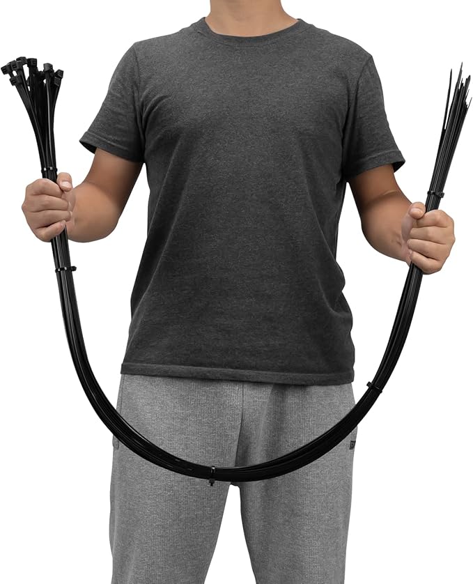 XINGO 60 Inch Black Large Zip Ties Heavy Duty 120 Pack, 200 LBS Ultra Strong Plastic Wire Ties, Large Cable Ties Extra Long Tie Wraps, Indoor and Outdoor UV Resistant