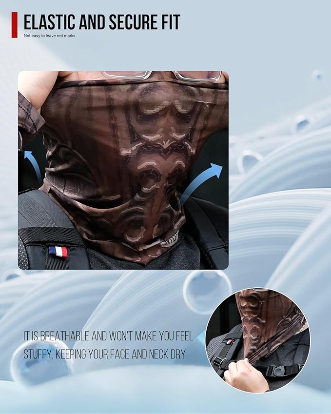 Neck Gaiter and Arm Sleeves Set, UPF 50+ Breathable Face Mask and Cooling Compression Sleeves