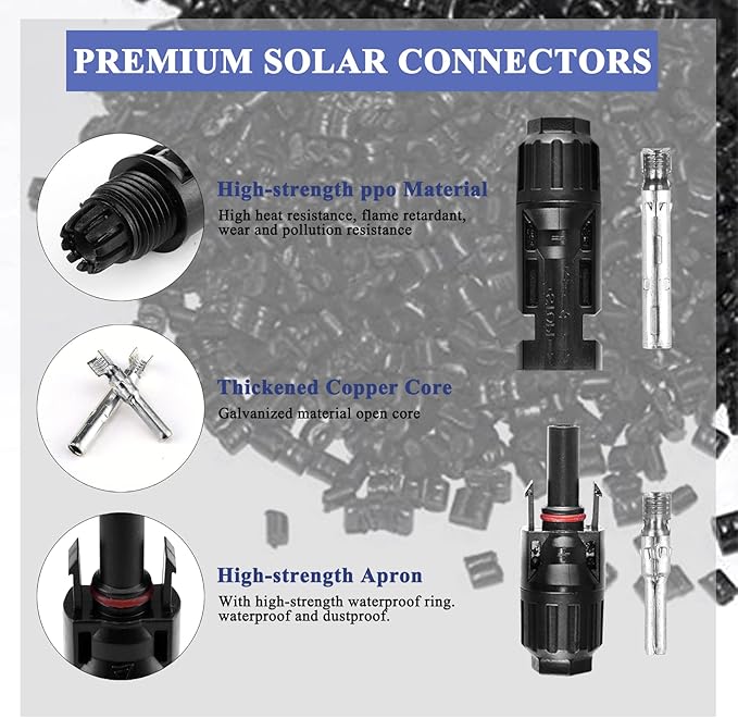 MUYI 42 PCS Solar Panel Connector - 10 Pairs Connectors, 2 Spanner Wrench,10 Pairs Male/Female(10AWG)