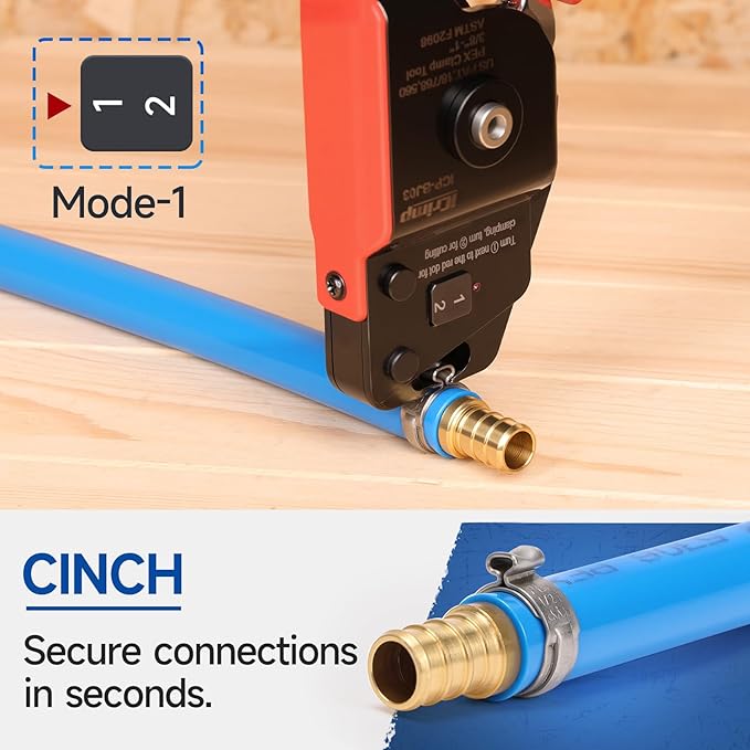 iCrimp One-Hand PEX Pipe Cinch Tool meets ASTM F2098 Standard clamps, PEX Crimping Tool with Removing Function for 3/8-1 inch Clamp Rings