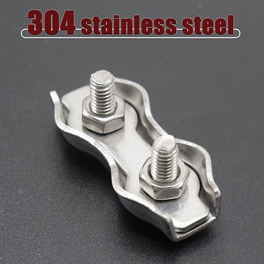 20pcs M3 Stainless Steel Duplex Wire Rope Clip Cable Clamp, Double Bolt Wire Cable Clamps, 2-Post Wire Rope Clip for 1/8 Inch Diameter Wire Cable