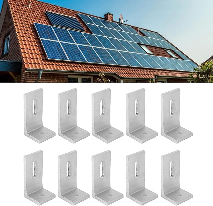 10PCS Solar Panel Mounting Brackets, Aluminum Alloy L Foot Solar Panel Mount & Weather Proof, Strong Load Bearing Capacity, for Roof PV System