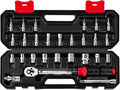 YIYITOOLS 27Pcs 1/4 Inch Drive Click Torque Wrench Set, Bike Maintenance Kit with Bit Sockets, Adapter, Universal Joint & Extension Bar, 2.3-27.1NM (20-240IN.LB) ±3% Precision