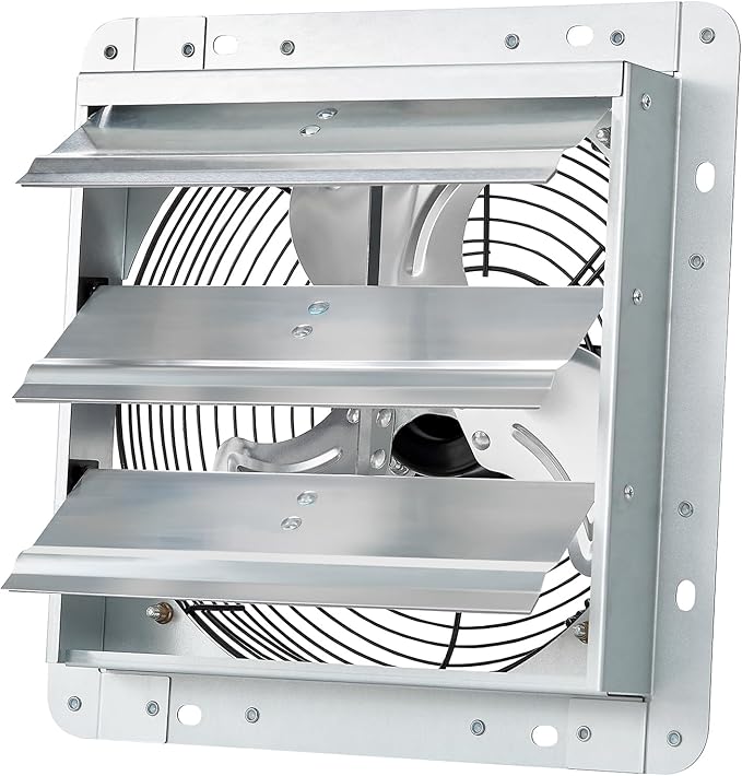 GCJ 10 Inch Wall Mounted Louver Exhaust Fan, High-Speed 1650 Rpm, Attic Fan, Suitable for Ventilation, Extraction, and Exhaust in Garages, Greenhouse