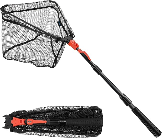 SAN LIKE Fishing Net Fish Landing Net Collapsible Fish Net with Anti-Slip Telescoping Rubber Pole Handle for Kids Adults in Saltwater Freshwater Multi-Size Extending to 37/42/43/51/69/71/89/98inch