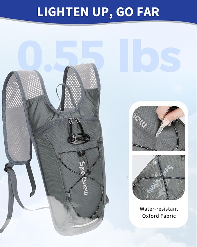 sportsnew Hydration Backpack with 2L Water Bladder, 6L Lightweight Water Backpack for Hiking, Running and Cycling, Hydro Pack for Men Women