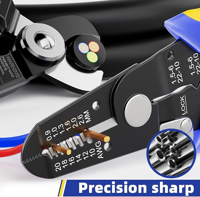 haisstronica Wire Stripper Tools Set for DIY,10-20AWG,3 Pack Manual Wire Stripper & Flush Cutters & Cable Cutters for Wire Stripping, Cutting, Crimping, Cable Skinning