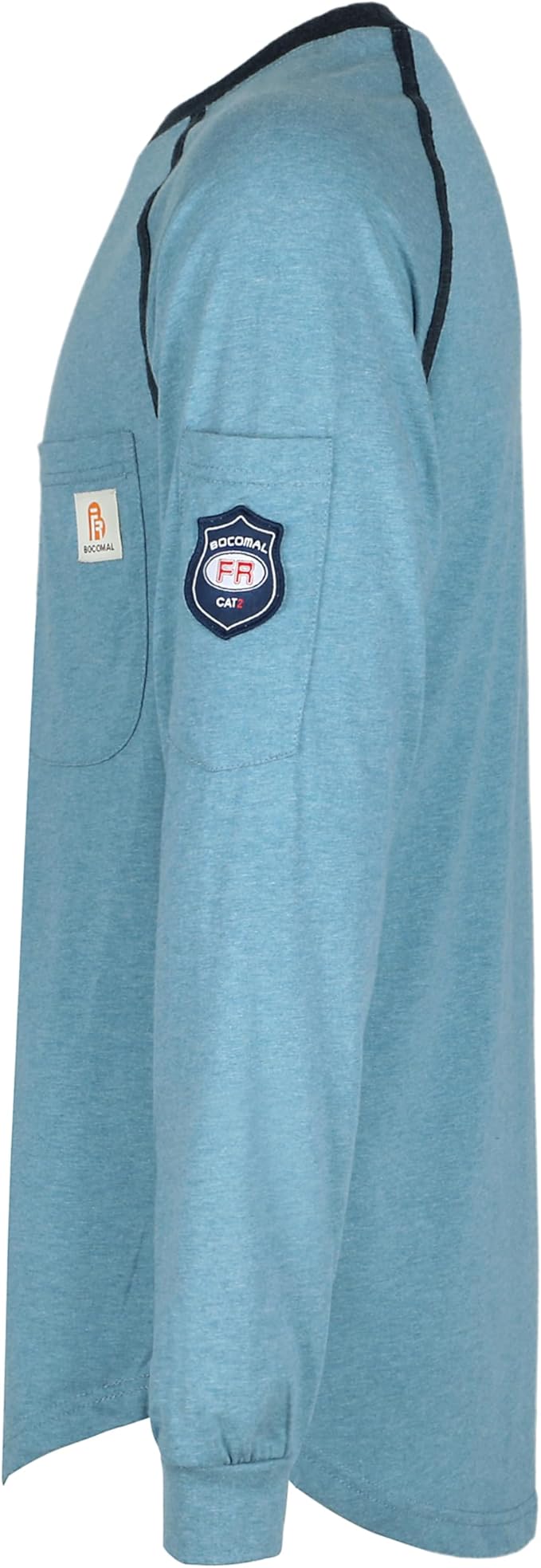 BOCOMAL FR Shirts for Men Crew Neck Long Sleeve 5.5oz Light Weight Flame Resistant/Fire Retardant Clothing Shirt