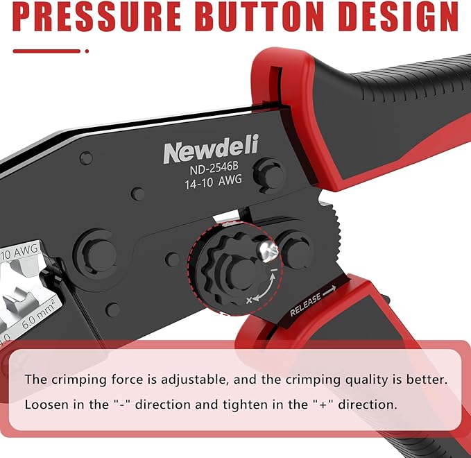 Newdeli Wire Crimping Tool for Solar Connectors - AWG 14 12 10 MC4 Crimping Tool Ratchet Wire Crimper for MC4 Connector Ratcheting Crimping Plier Crimp Tool