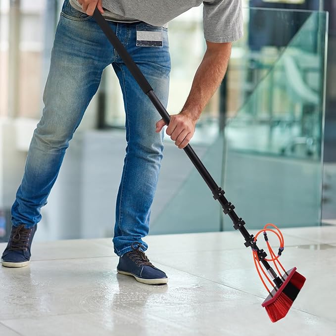 Water Fed Pole Kit 20ft Solar Panel Cleaning Brush with 210° Rotatable Brush Head & 23ft Hose Telescopic Window Cleaning Poles Outdoor Windows Cleaner Cleaning Brushes for Window Glass, Roof