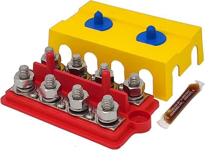 BusBar - Dual 250 Amp 4-Post Power Distribution Block - 3/8" & 3/8" Stainless Steel Posts for Marine, Solar, and Automotive Use - Made in USA