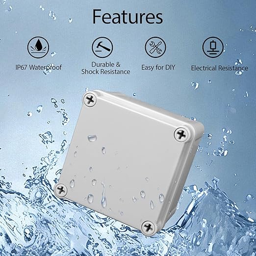 Junction Box, 3.9"x 3.9"x 3"(2 Pack) Outdoor Electrical Box with Mounting Plate, IP67 Dustproof Waterproof ABS Plastic Project Box, DIY Electrical Enclosure Gray (100x 100x 75 mm)