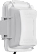 Bates Choice Weatherproof Electrical Outlet Cover, 1-Gang, White Plastic Outdoor Outlet Cover, Plug-In, 120 Volts AC, Compatible with All Devices