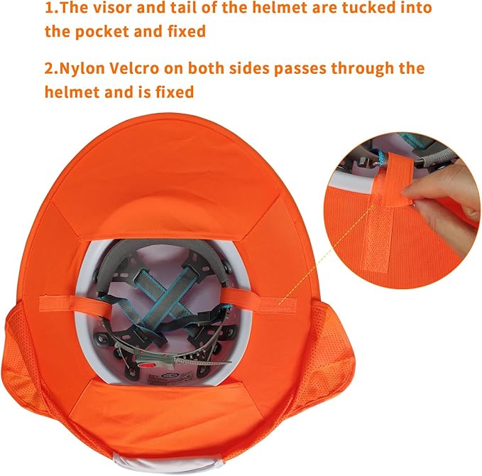 4 Pack Sun Shade Full Brim, Helmet Visor Mesh Neck Sun Shield with Reflective Strips Neck Sunshade Cover, Accessories (Orange)