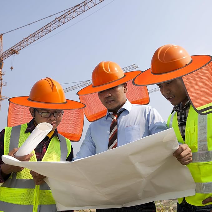 Jspupifip 20 Pack Hard Hat Sun Shade Full Brim Sun Shield High Visibility Visor with Reflective Strip for Hard Hat Accessories Construction Sites