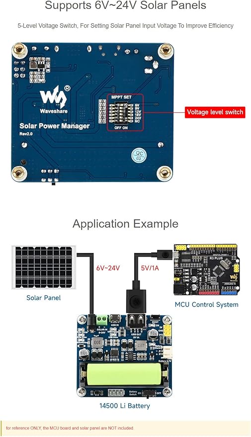 Recharged Solar Power Management Module for 6V~24V Solar Panel 5V/1A Or 3.3V/1A Output Solar Panel / USB Connection