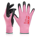 DEX FIT Nitrile Work Gloves FN330, 3D-Comfort Stretchy Fit, Firm Grip, Thin & Lightweight, Touch-Screen Compatible, Durable, Breathable & Cool, Machine Washable; Pink M (8) 12 Pairs