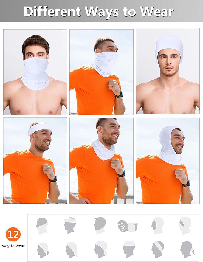 Geyoga Neck Gaiter Bandana Face Mask Summer UV Protection Cooling Breathable Face Mask Neck Scarf Balaclava for Men Women