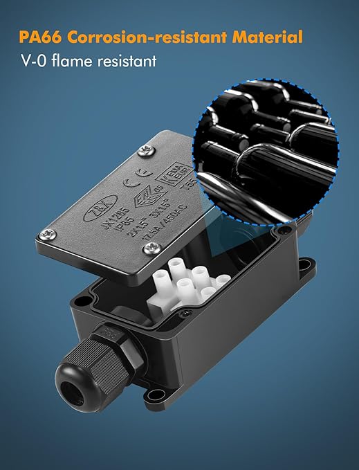 Junction Box - 4 Pack IP65 Waterproof 2 Way PG9 Electrical Junction Box Electrical Boxes Project Enclosure Underground Cable Line Wires Power Cord Connector Protection