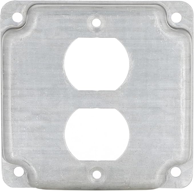Hubbell-Raco 902C 1 Duplex Receptacle 4-Inch Square Exposed Work Cover, Silver