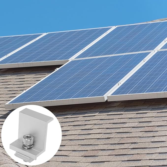 Milisten 12pcs Solar Panel Rack Fixed Clamp Metal Solar Bracket Clips Easy Installation Holders for Household