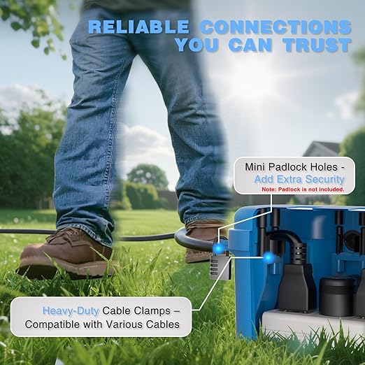 Flemoon [2 Pack] Outdoor Electrical Box Waterproof, Medium Weatherproof Electrical Box (11.5x5.2x4 inch) w/6 Cable Entry Ports, Extension Cord Cover for Power Strip, Timer, Plug, Holiday Light, Blue
