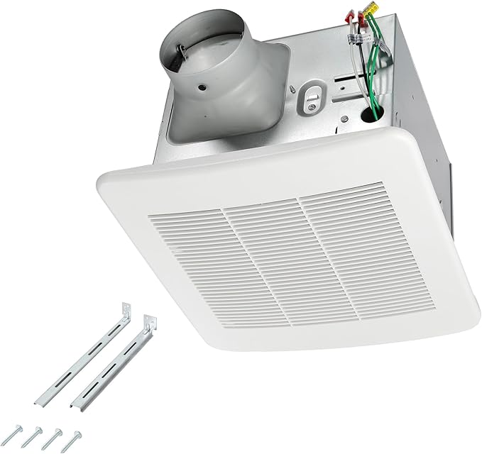 Amazon Basics AB-BV100 Bathroom Exhaust Fan, 110 CFM, 1.0 Sone, Ultra Quiet Operation, ENERGY STAR Certified, White