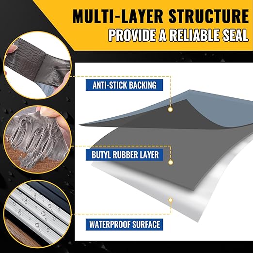 VIVIDA Aluminum Butyl Tape 8" × 20', Waterproof Aluminum Foil Butyl Sealing Tape for Outdoor Use, Corrosion Resistant, Repair for Metal Roof, RV, Windows, 1 Roll