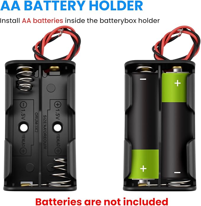 SDTC Tech 4-Pack 1/2/3/4 x AA Battery Holder with Wire Leads 1.5/3/4.5/6 Volt Battery Case Box Kit for Arduino Project Led Circuit Experiment