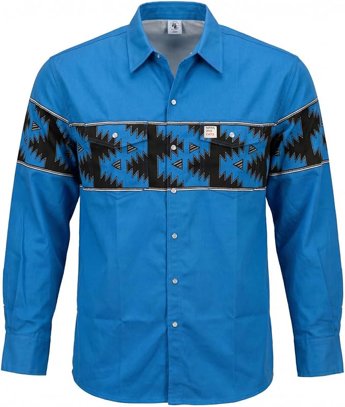 WoahBros FR Shirts for Men, 8oz Midweight Flame Resistant Welding Shirt, 100% Cotton, Pearl Snap Buttons - CAT2/NFPA2112