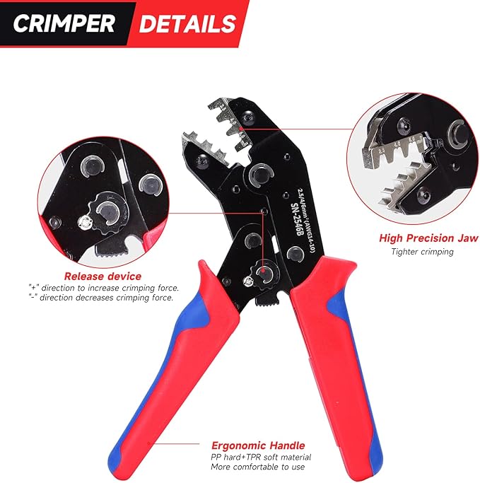Solar PV Cable Crimping Tool for Solar Connectors Parts Accessories RV Camping Trailer AWG14-10 (2.5/4/6mm²) - 7 Inch Piler Crimper For Solar Panel Cable Assembly and Installation