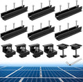 Anbte 6Pcs Solar Panel Mounting Brackets, Aluminium 7.87" Solar Panel Mounting Rail & 30mm/35mm End Clamp & Mid Clamp, Solar Panel Mounting Kit for Metal Roof, Tin Roof, Flat Roof, Sheet Roof, Black
