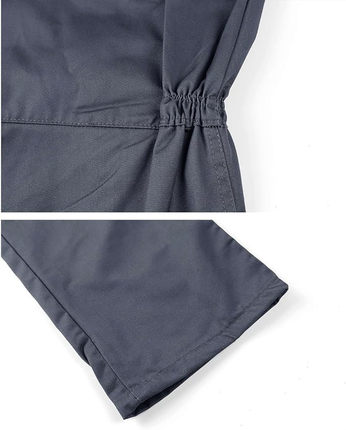 Men's Long Sleeve Zip-Front Coverall Lightweight Work Coveralls Mechanic Overall Jumpsuit with Hood