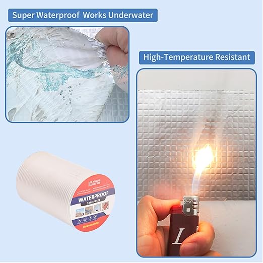 8" W X 32.8'L Waterproof Tape for Leaks Aluminum Butyl Tape with Adhesive for RV Repair, Glass Repairs, Air Mattress Patch, Window Caulking, Boat Sealing, Roof Patching