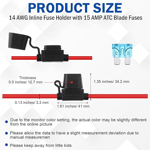 Shimeyao 24 Pcs Inline Fuse Holder Waterproof Automotive Replacement with ATC Blade Fuses for Car Truck Motorcycle Boat (14 Awg with 15 A)