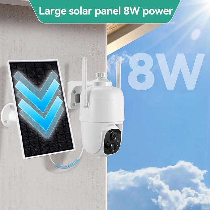 ELUTENG 2 Pack 5W 5V Solar Panel Charger for Security Camera, 16ft/5M Cable, IP65 Waterproof, 360° Adjustable Metal Wall Mount, Outdoor USB Solar Panel for Rechargeable Battery Camera
