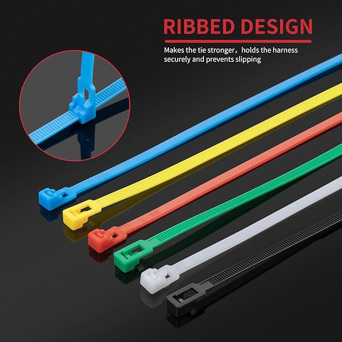BethTie 24 Inch White Resuable Long Zip Ties Heavy Duty 100 Pack, 120 lbs Releasable Nylon Cable Ties, Adjustable Tie wrap,UV Resitant Wire Ties Removable for Cord Management