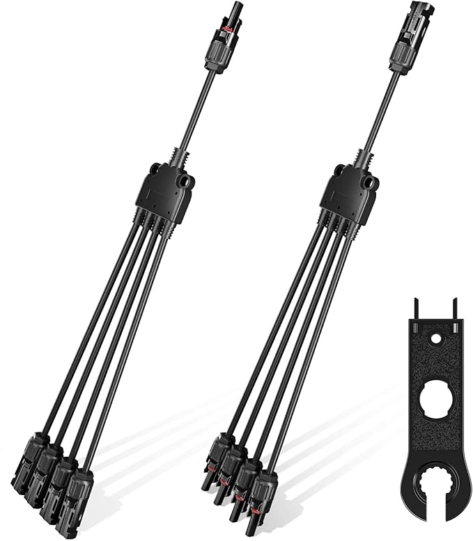 OYMSAE Solar Y Branch Connectors Parallel Connectors 1 to 4 Solar Cable Adapter Tool Kit (M/FFFF, F/MMMM)